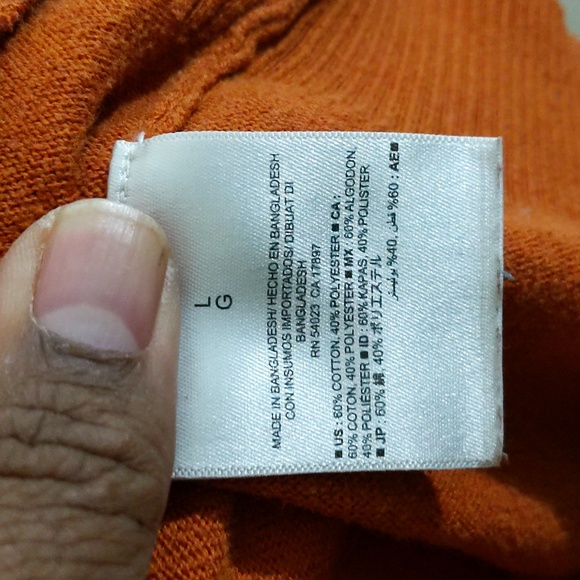 Old Navy| Tangerine Orange Long Sleeve Crew Neck Sweater Cotton Polyester Blend - Picture 8 of 12